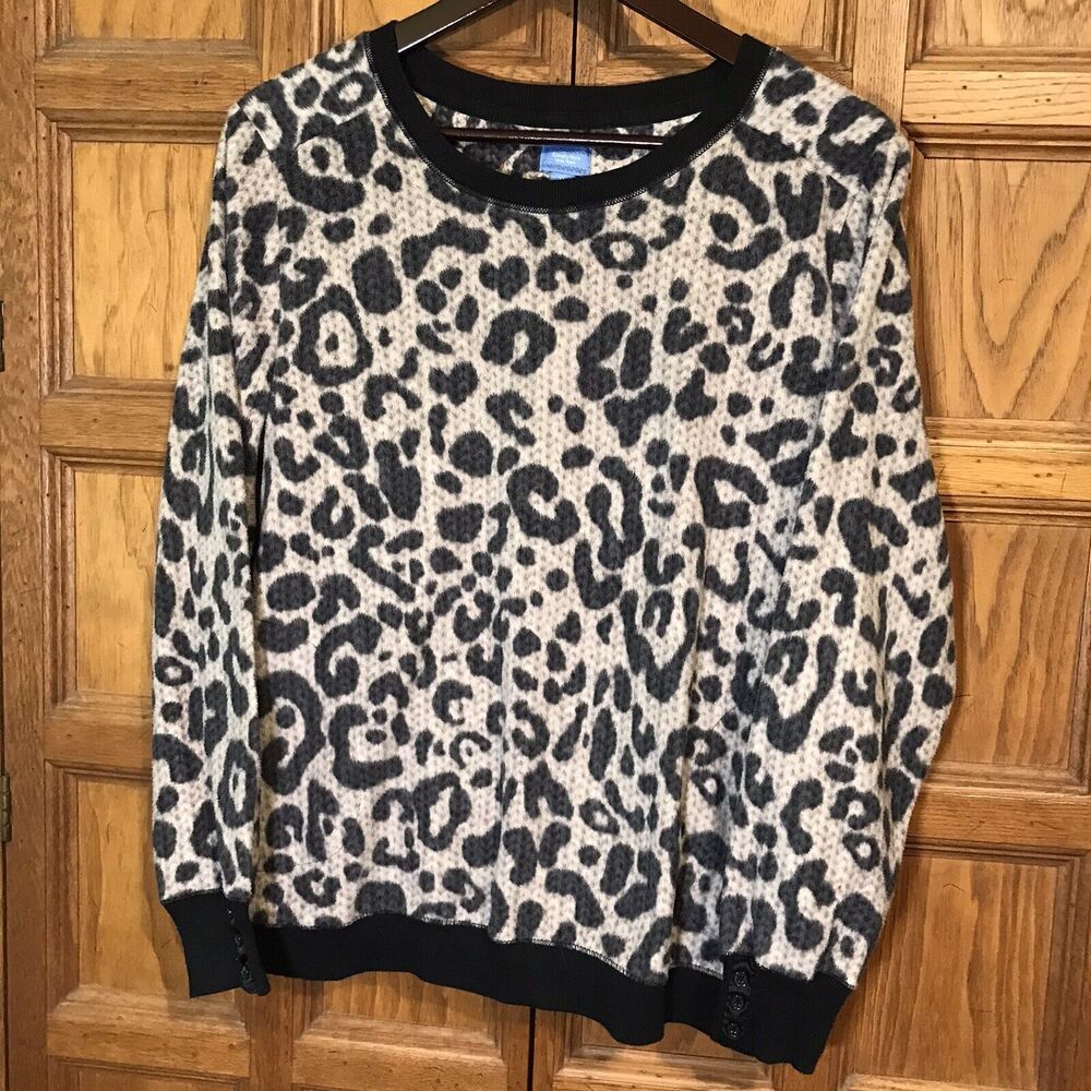 Simply Vera VERA WANG Lightweight Fleece Women's XL Animal Print Long Sleeve Top